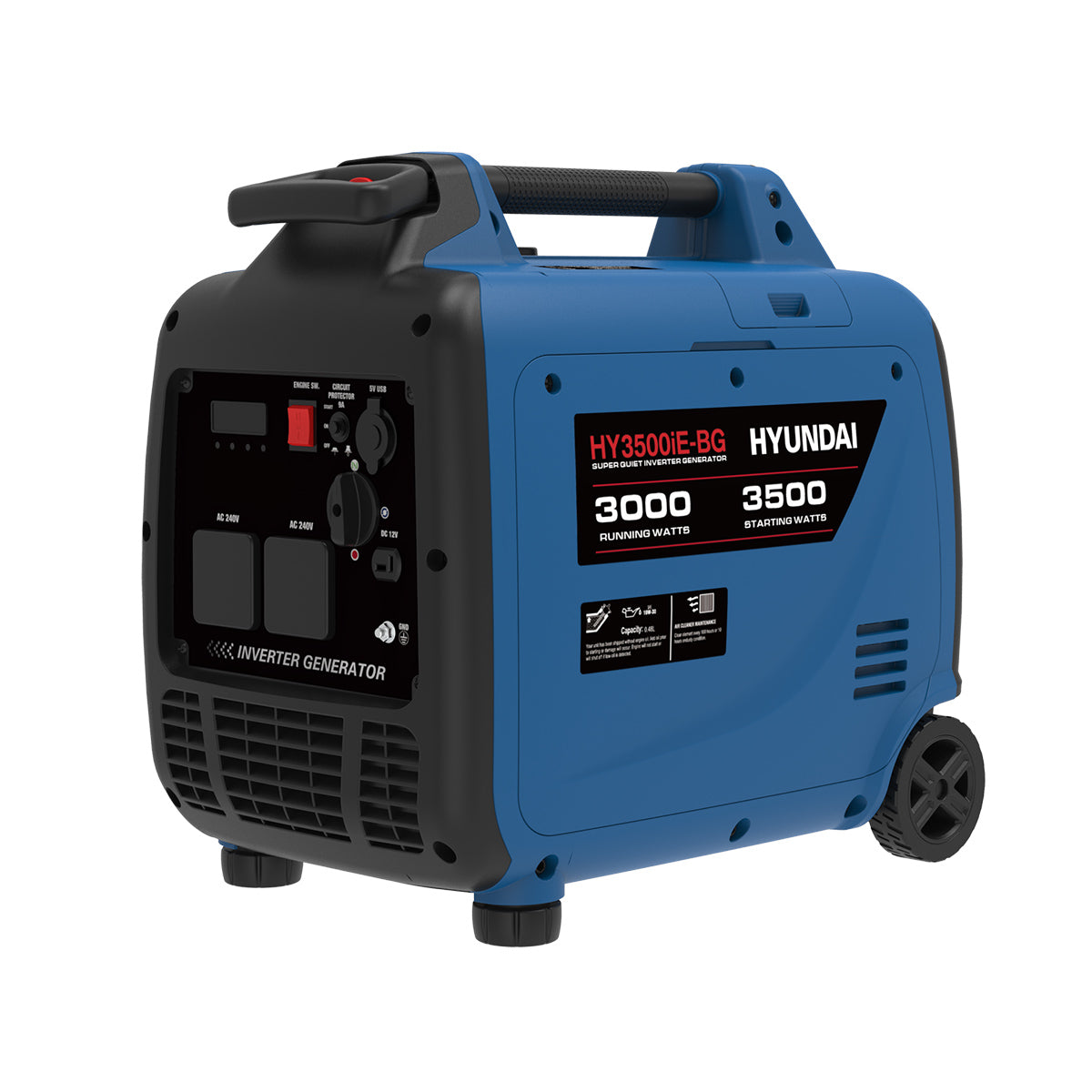 4.3kVA (3500W) Hyundai Petrol Inverter Generator HY3500iE Electric Start