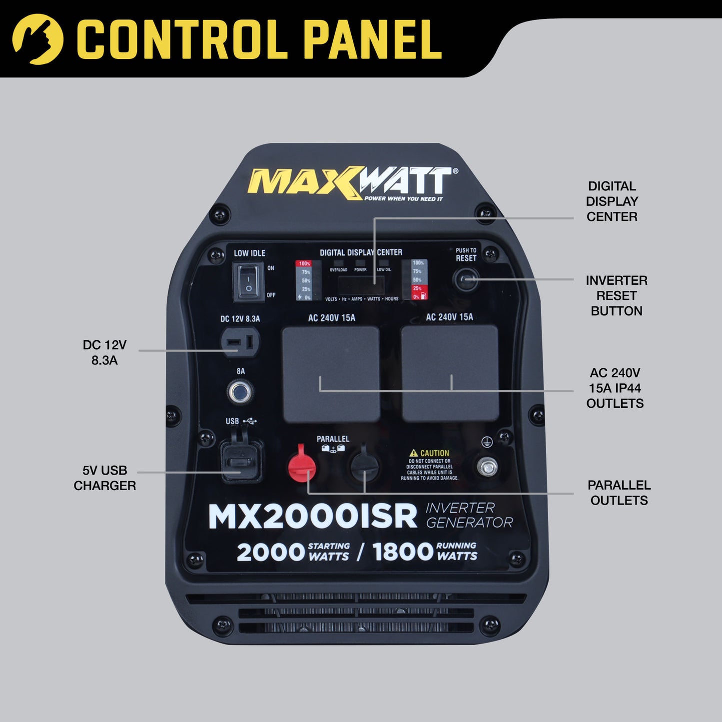 2.4kVA 2000W MaxWatt Petrol Inverter Generator MX2000ISR
