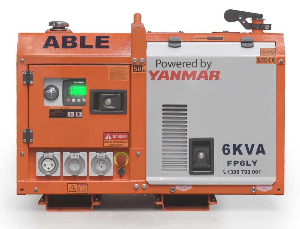 6kVA ABLE Yanmar Low Profile Diesel Generator FP6LY - view 2