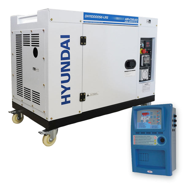 Hyundai DHY10000SE-LRS 10kVA diesel generator with GT20628-1 automatic transfer switch (ATS) package